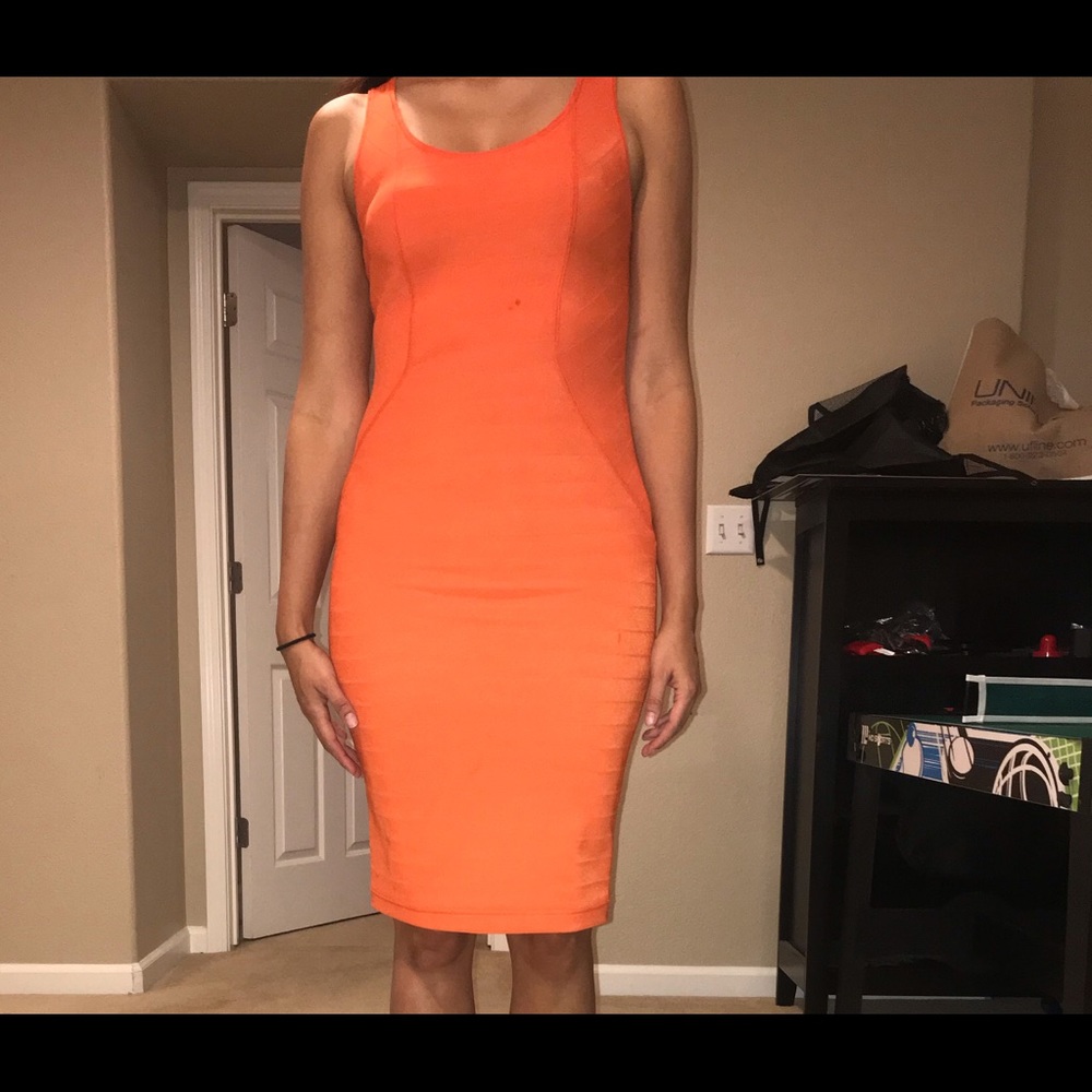 Rachael Roy orange bandage dress- size 6